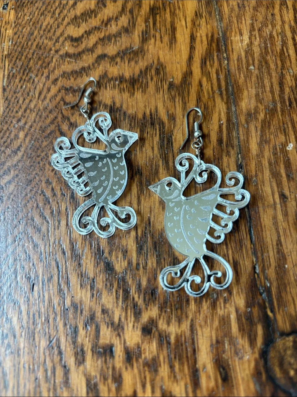 Silver Bird Dangle Earrings - Lightweight Bird Design